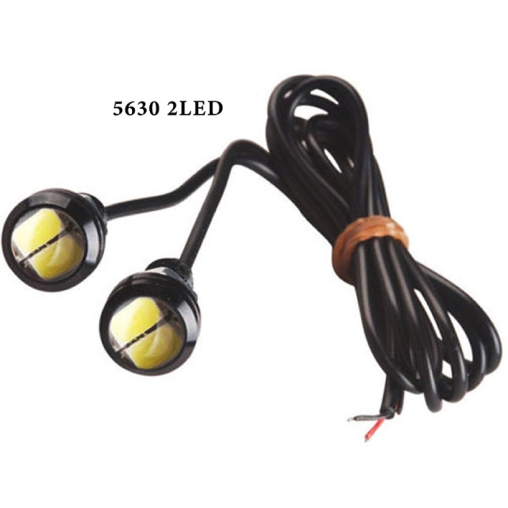 Car Led Eagle Eye Light 18mm 12v Waterproof Daylight Daytime Runing Lights License Plate Black Shell With Lens Yellow light_3 lights - Image 3