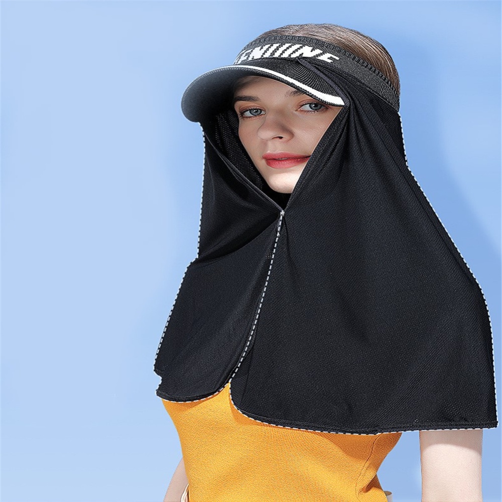 Ice Silk Sun Visor Face Cover Sunscreen Shawl For Outdoor Activities Space gray - Image 3