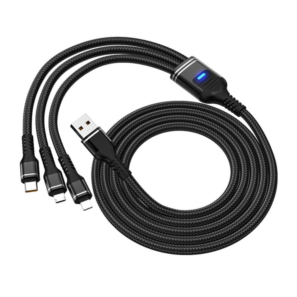 3-in-1 100w Super Fast Charging Cable 6a Braided Extended Data Compatible For Ios Android Type-c black - Image 2