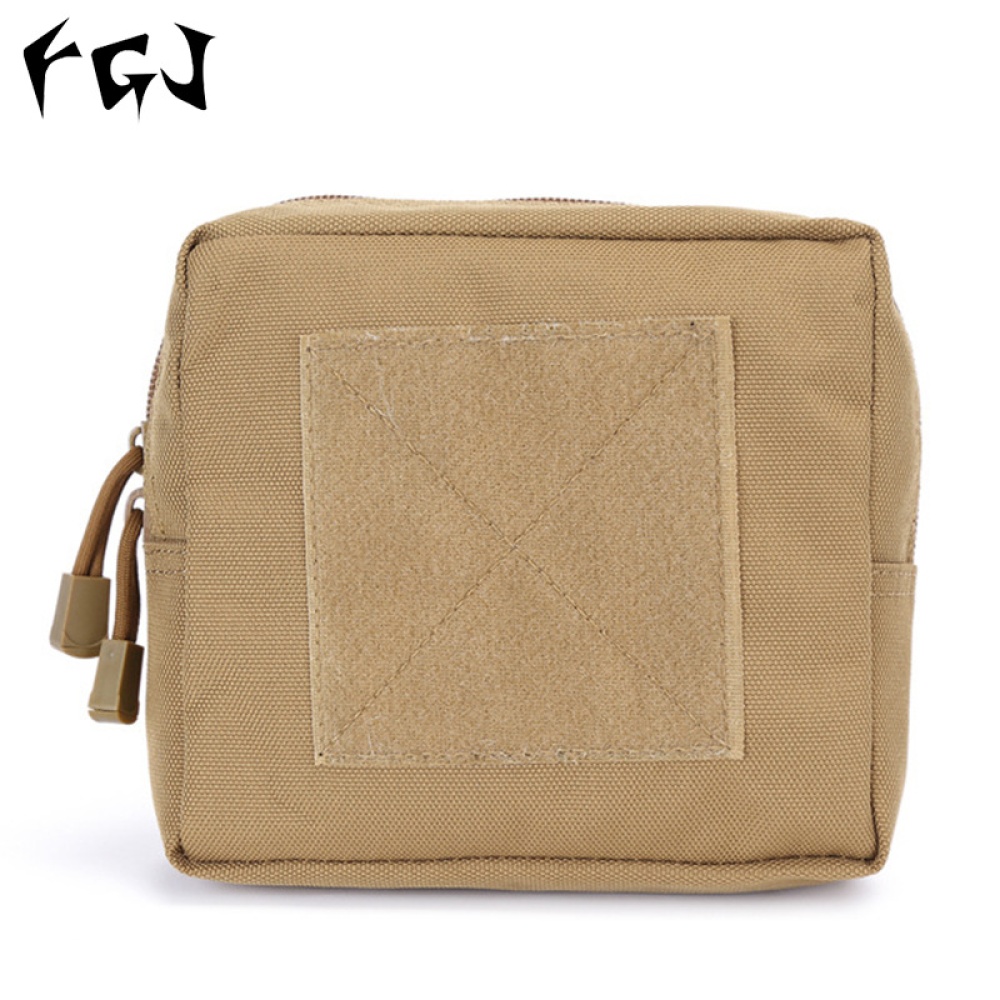 MOLLE Nylon Pouch Zippered Bag Little Pack Camping Climbing Supplies for Man and Woman Mud_16*15*5cm - Image 3