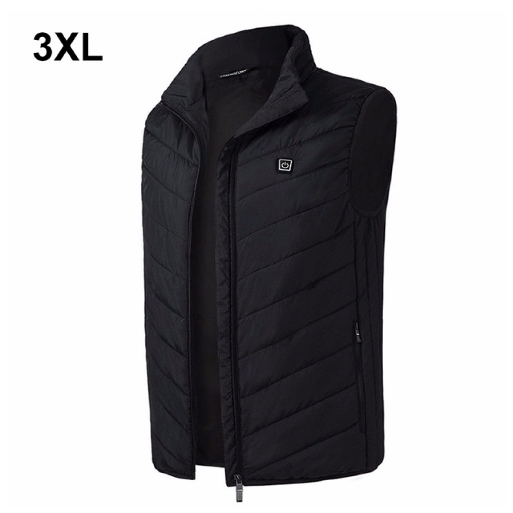 Outdoor Men Electric Heated Vest USB Winter Thermal Cloth Feather Camping Hiking Hunting Jacket black_L - Image 2