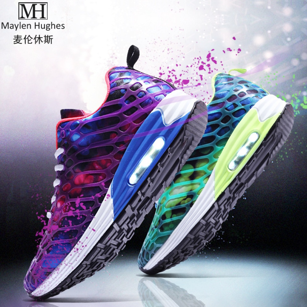 Autum Breathable Lovers Sneakers Student Air Cushion Camouflage Mesh Casual Shoes purple_39 - Image 3