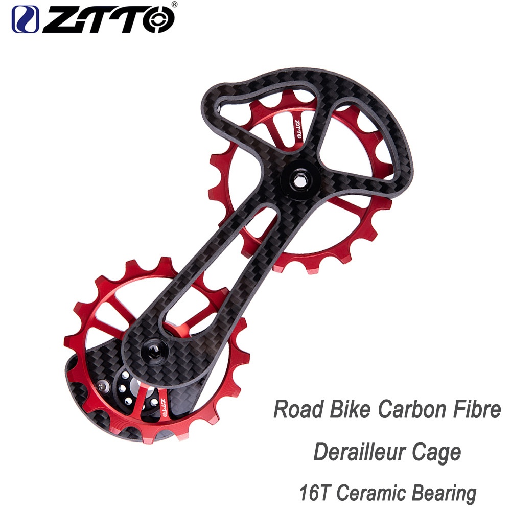 ZTTO Road Bike Carbon Fibre Derailleur Cage With 16T Ceramic Jockey Wheel Oversize Lower Pulley 8700RD - Image 3