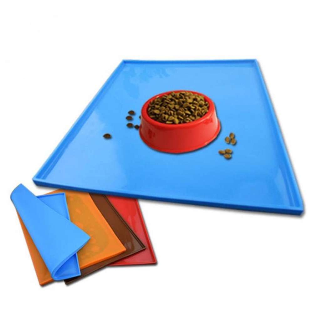 Waterproof Pet Feeding Silicone Mat for Food Water Drinking Dish Bowl blue - Image 2