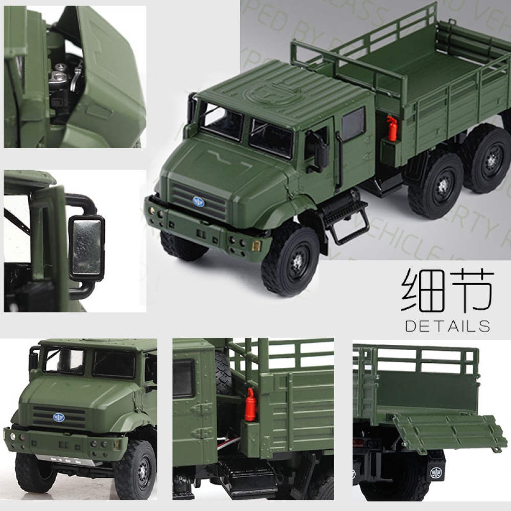 Simulate Alloy Pull Back Truck Toy with Sound Light Function Armygreen - Image 3