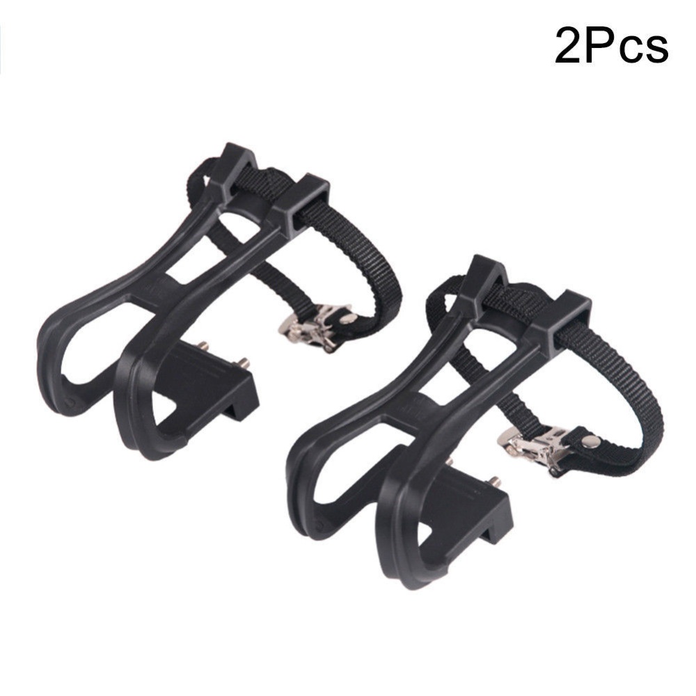 Mountain Bike Bicycle Dog Mouth Pedal Toe Clips with strong Nylon Strap black - Image 3