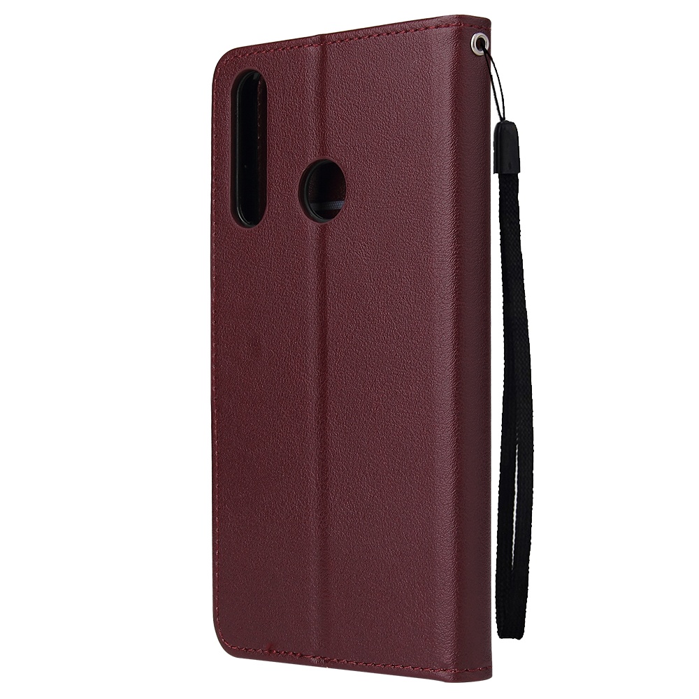 For HUAWEI PSmart 2020/Y5P/Y6P PU Leather Mobile Phone Cover with 3 Cards Slots Frame Red wine - Image 3