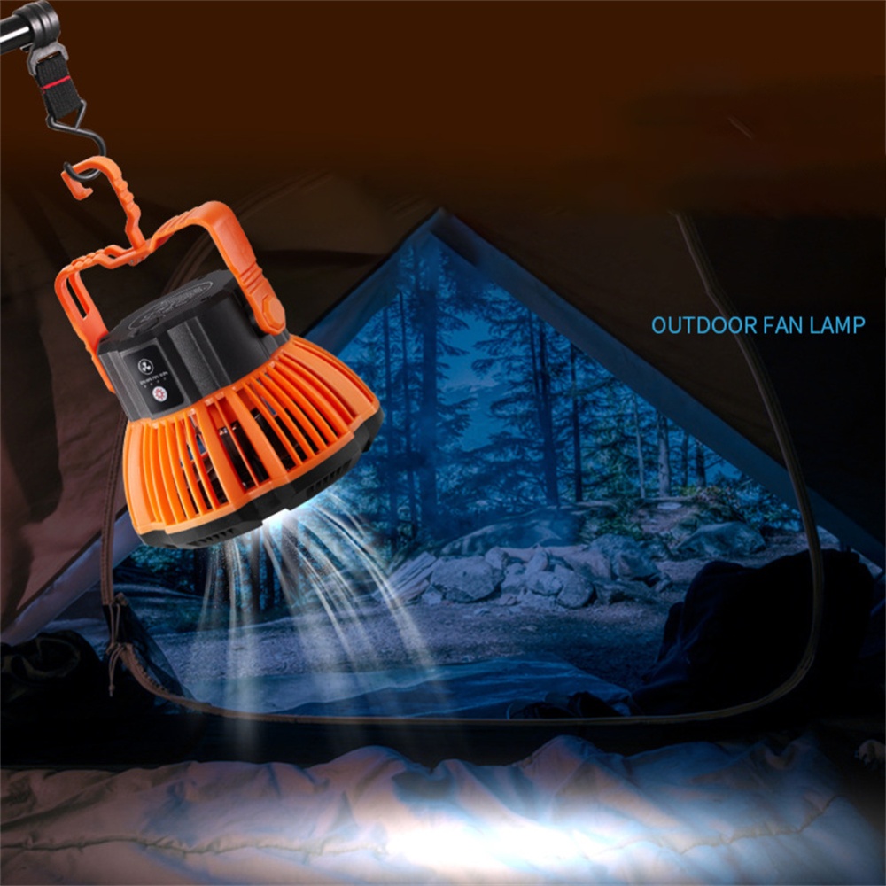 Camping Fan Light Outdoor Usb Recharging Remote Control Hanging Tent Orange black - Image 2