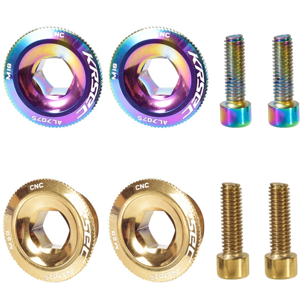 KRSE Crankset Screw M18/M20 Aluminum Alloy Hollow Bike Chain Wheel Right Crank Cap Cover Bicycle Arm Parts M20 gold crank screw_Crank screw - Image 2