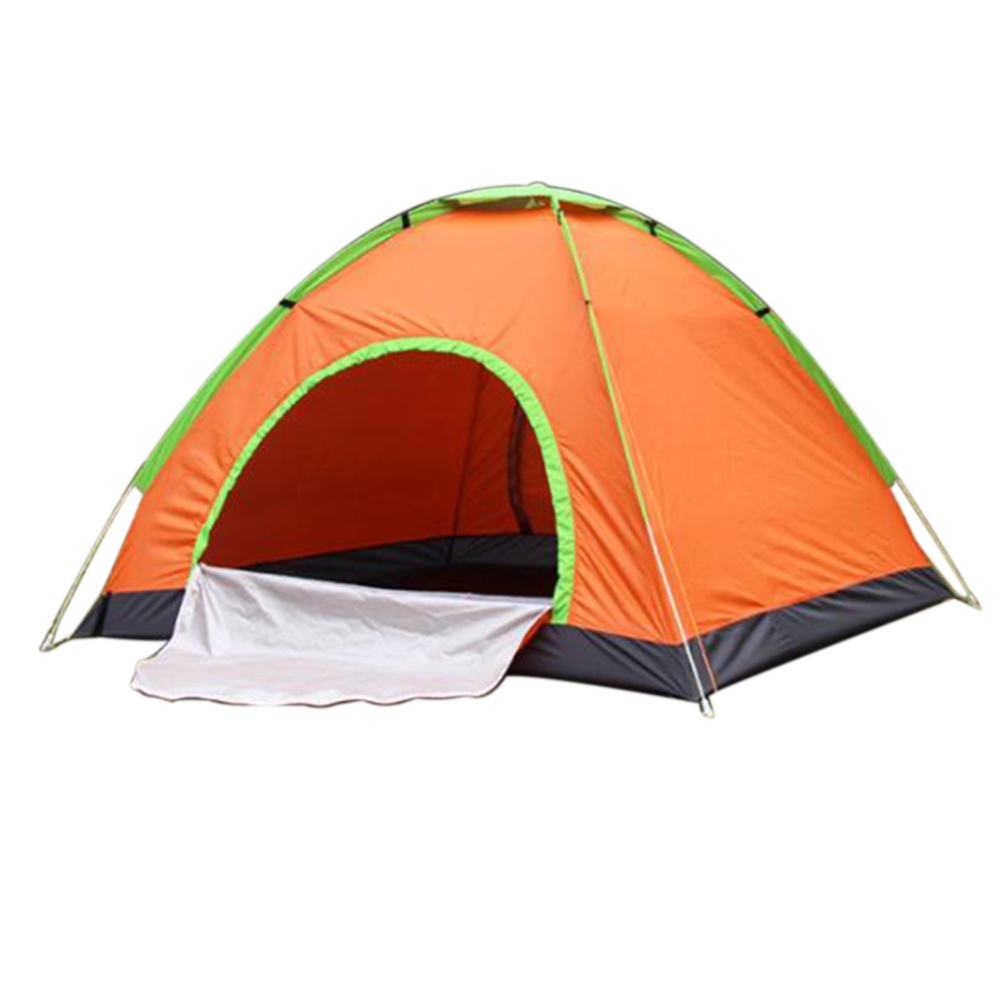 Outdoor Tent Waterproof Automatic Quick-opening Camping Double Layer for Travel Hiking Orange_3-4 people - Image 3