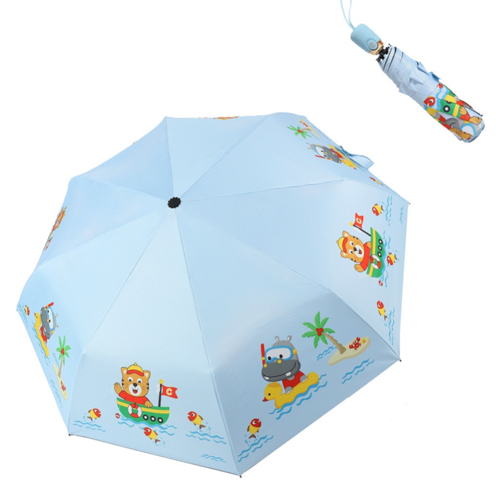 Cute Cartoon Folding Umbrella Outdoor Sunshade Automatic For Children Boys Girls yellow dinosaur_21 inchesx8 bones - Image 3