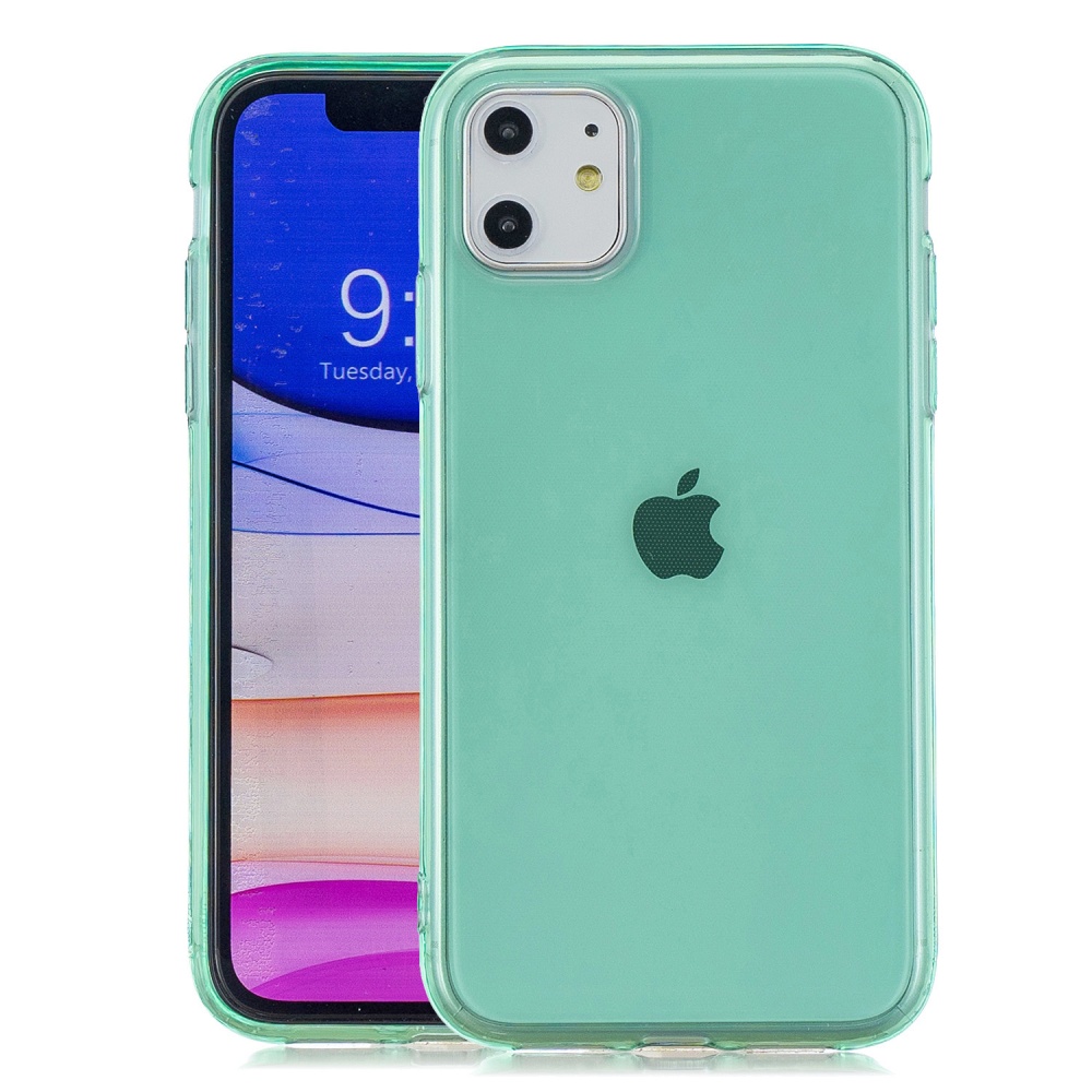 for iPhone 11 / Pro Max Clear Colorful TPU Back Cover Cellphone Case Shell Green - Image 2