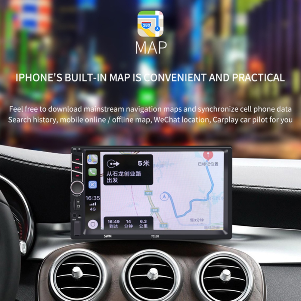 7013B_Carplay 7 Inches Hd Car Video MP4/MP5 MP3 Plug-in Card Usb Flash Drive Radio Without camera - Image 2