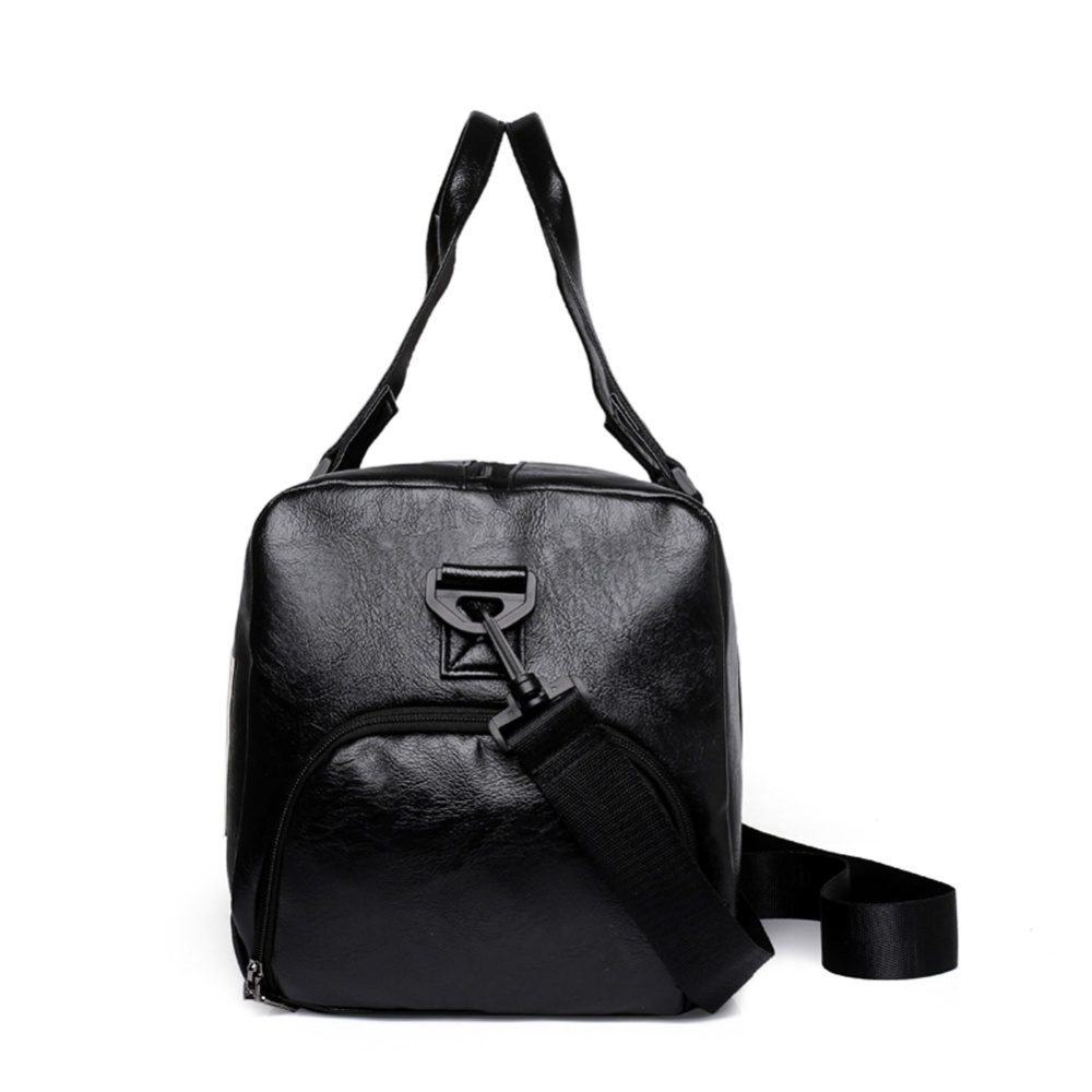 Men's Travelling Bag PU Waterproof Gym Yoga Sports Portable Travel black#_24 inches - Image 2