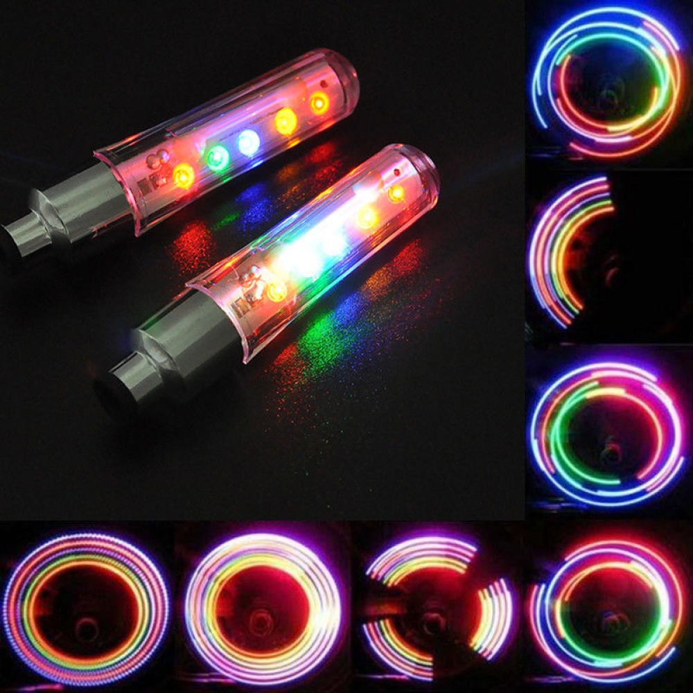 2Pcs 5 LED Bike Tire Valve Cap Light Bicycle Colorful Lamp Led Flash for 2 Tires - Image 2