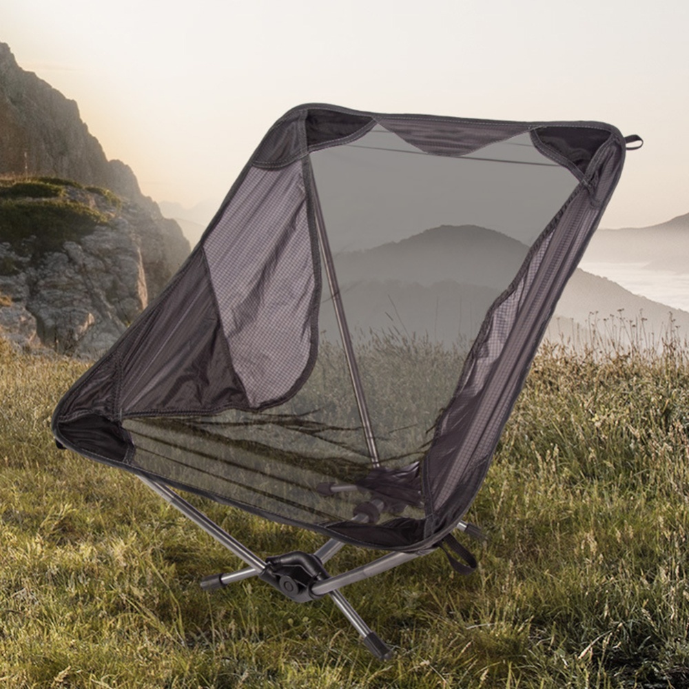 Outdoor Folding Chair with Storage Bag Portable Ultralight Breathable Camping Picnic Beach Fishing Seat Black - Image 3