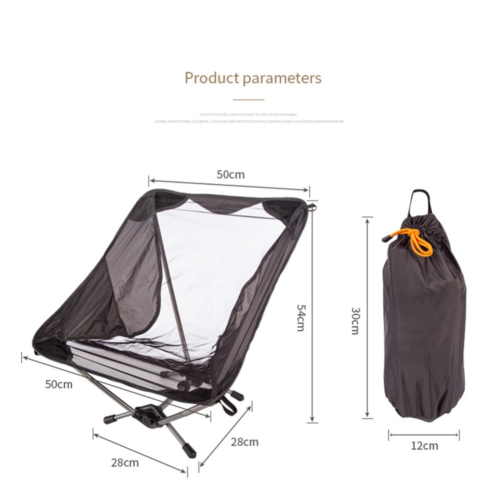 Outdoor Folding Chair with Storage Bag Portable Ultralight Breathable Camping Picnic Beach Fishing Seat Black - Image 2