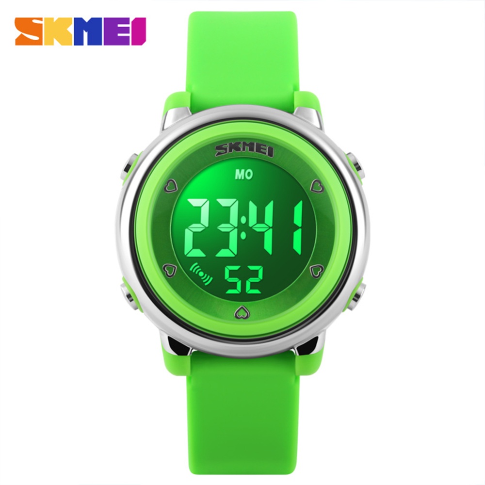 SKMEI Kids Digital Watch Fashion Led Waterproof Outdoor Multifunctional Electronic Children green - Image 3