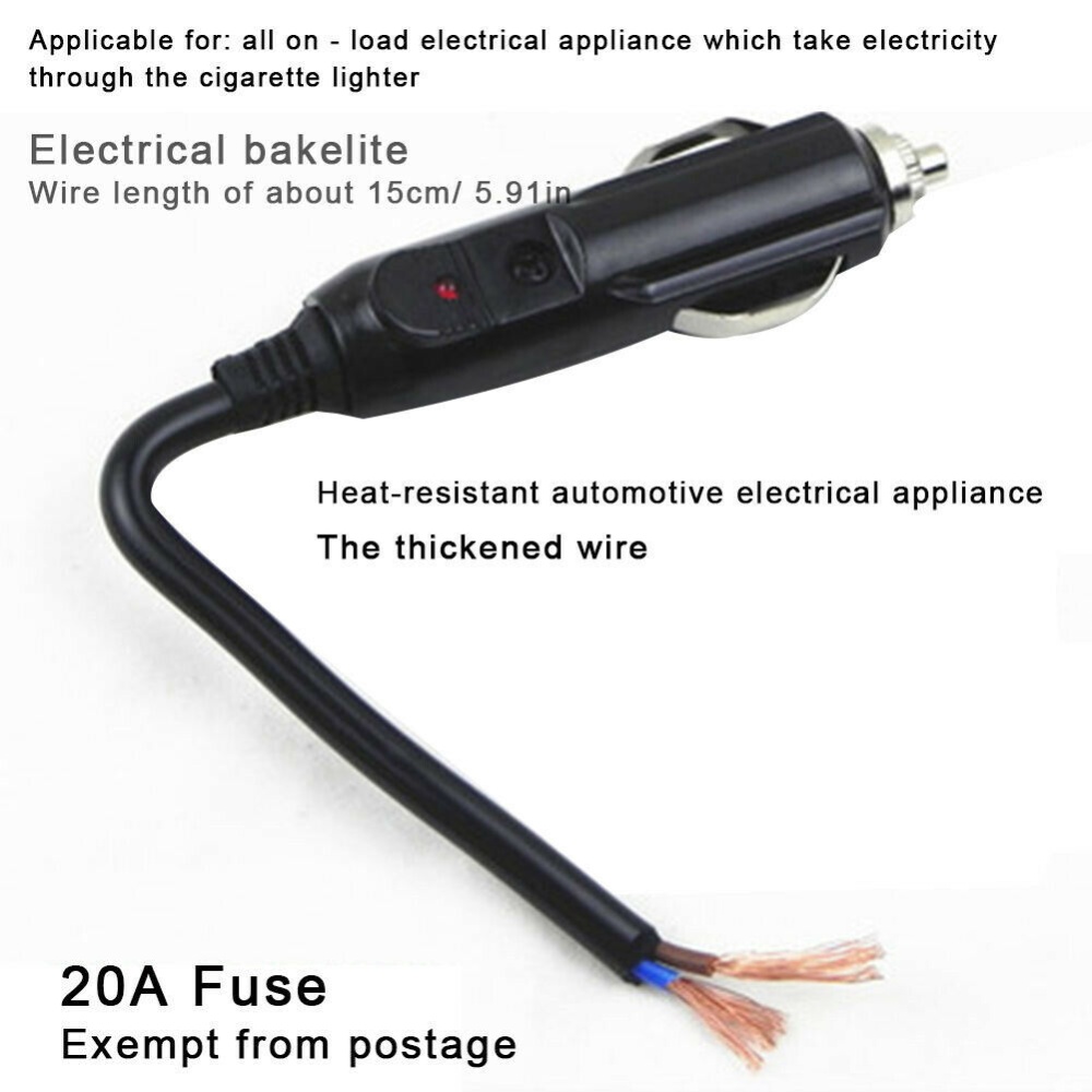 Auto Car Male Cigarette Lighter Socket Connector Plug 12V 10A W/ LED + Fuse - Image 3