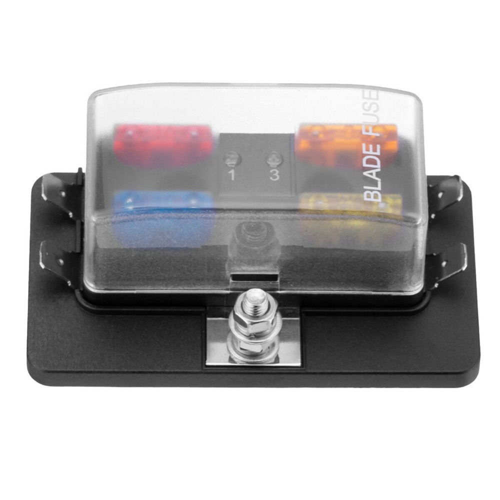 4-way Car Modification Fuse Kit 1-in-4 out Holder Box Block Panel Board with Led Indicator Black - Image 3