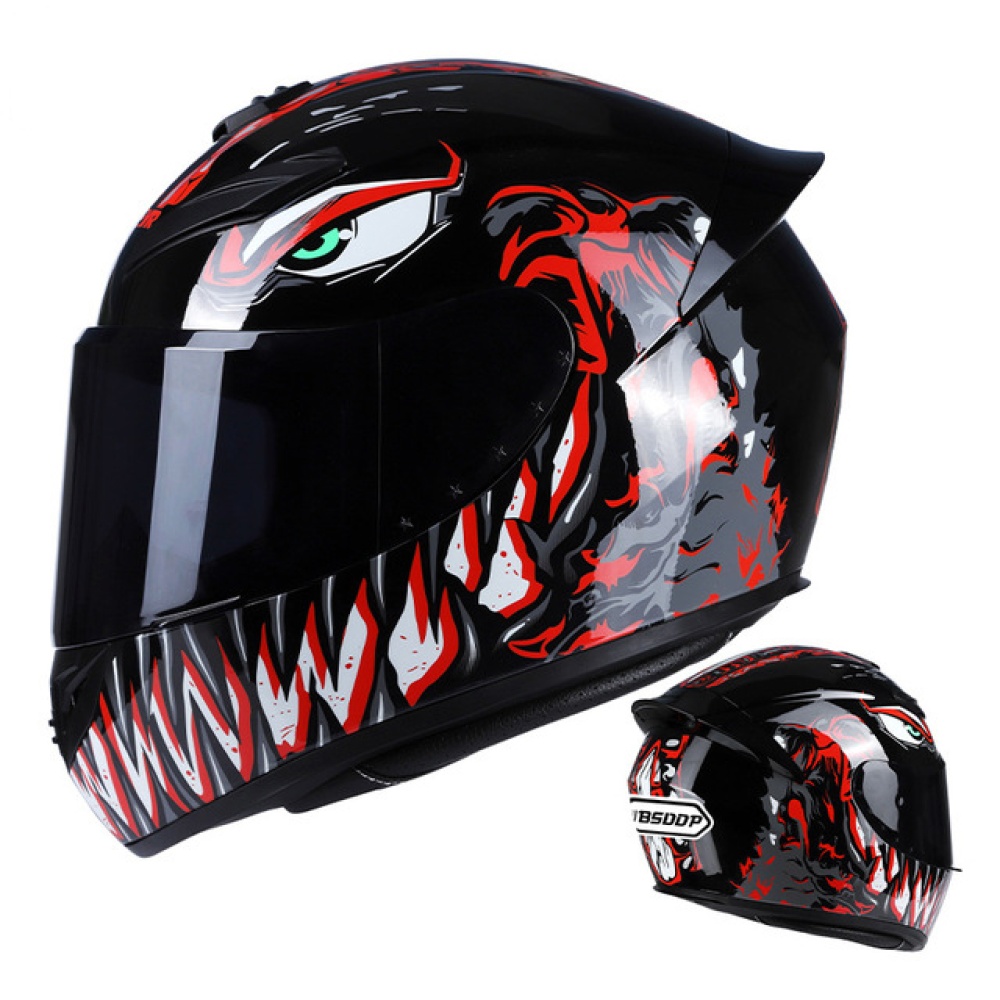 Men Women Motorcycle Helmet Large Tail Full Face Racing Running Red_L - Image 3