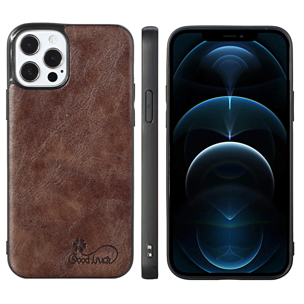 For Iphone 11 Pro Max Mobile Phone Cover Pu Waxed Leather Protective Case Dark brown - Image 3