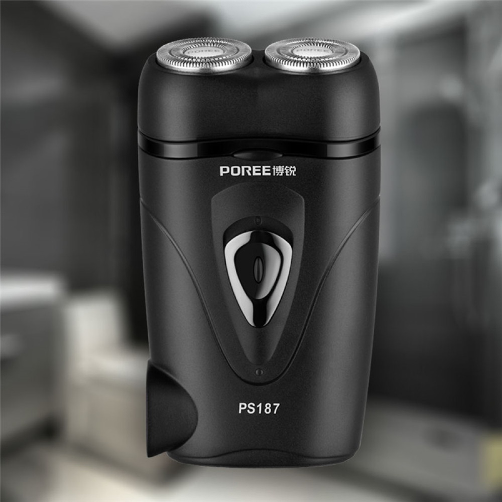 PS187 Portable Dual-Blade Electric Shaver Rechargeable Beard Shaving Machine Trimmer For Men Floating Head black_EU plug - Image 3