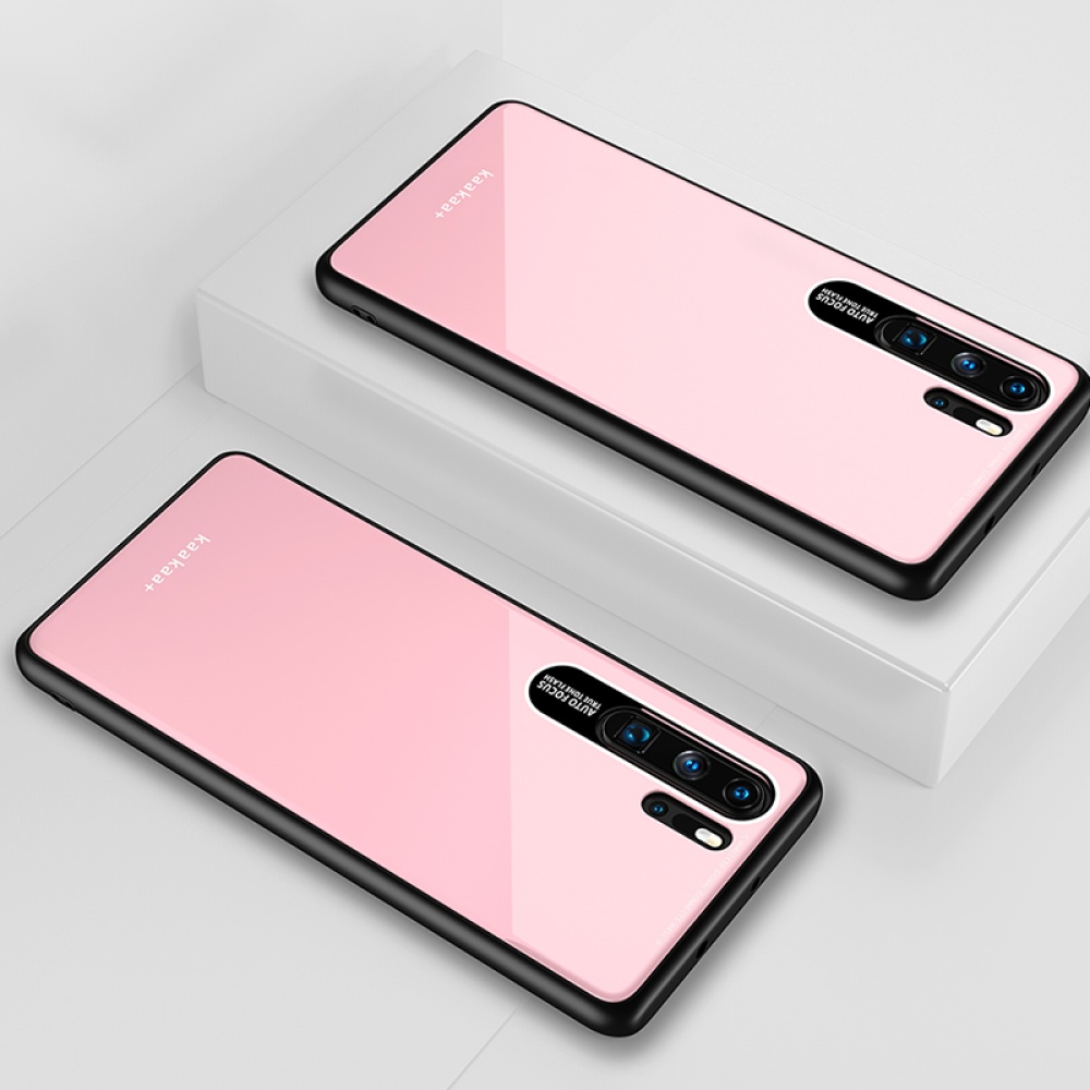 HUAWEI P30 Pro Simple Solid Color Acrylic Backboard + TPU Soft Edge Anti-scratch Anti-fall Protective Back Case red - Image 3