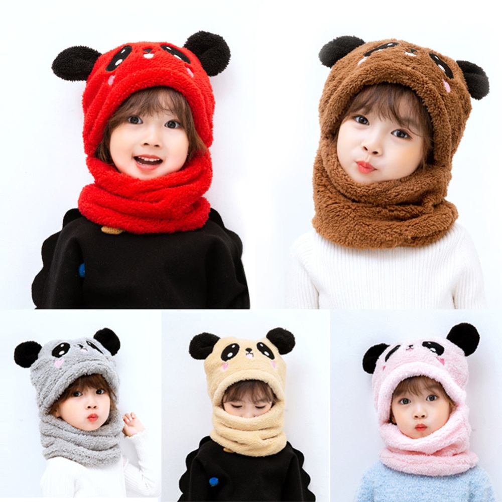 Children's Hat Coral Fleece Cute Ear Cap With Scarf For 5-9 Years Old Kids gray - Image 3