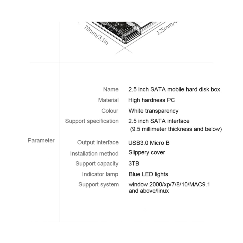 2.5 inch SATA to USB 3.0 SSD Adapter HDD Enclosure Hard Disk Drive Box 2TB External Case gray - Image 3