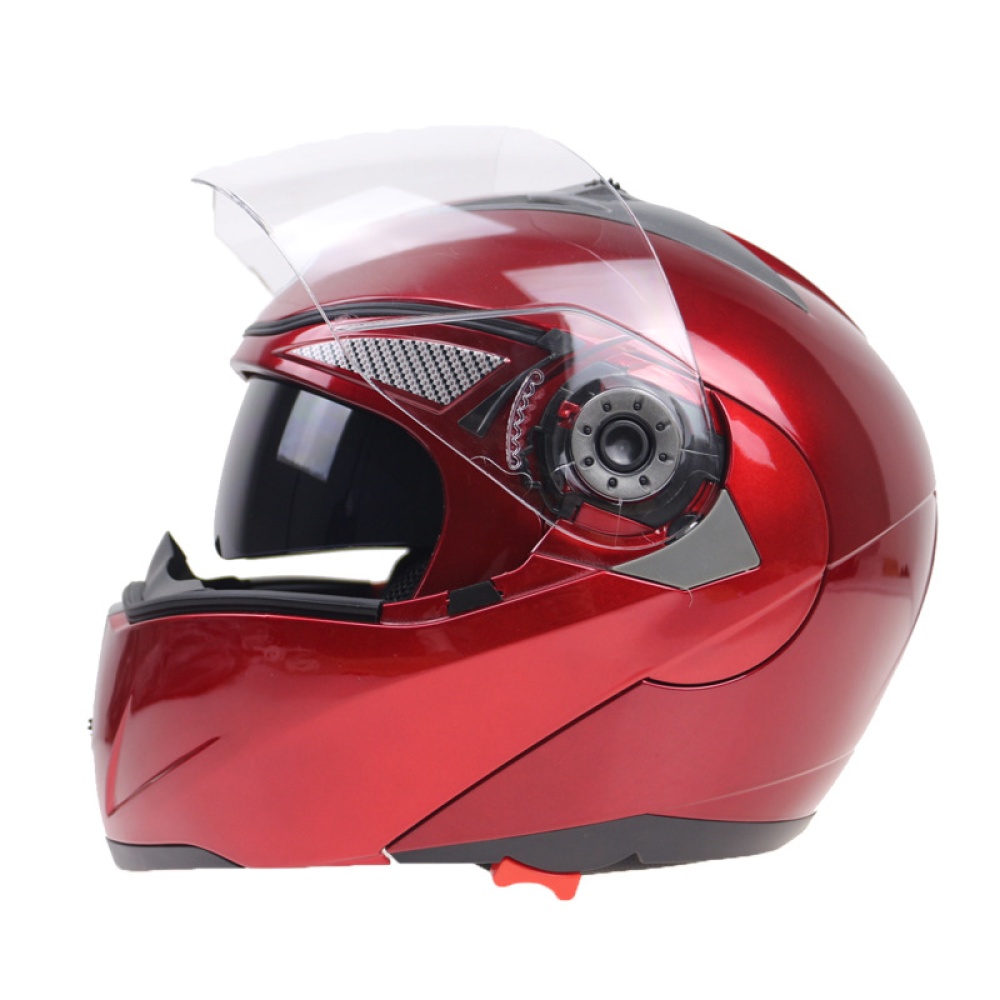 105 Full Face Helmet Electromobile Motorcycle Transparent Lens Protective Red M - Image 3