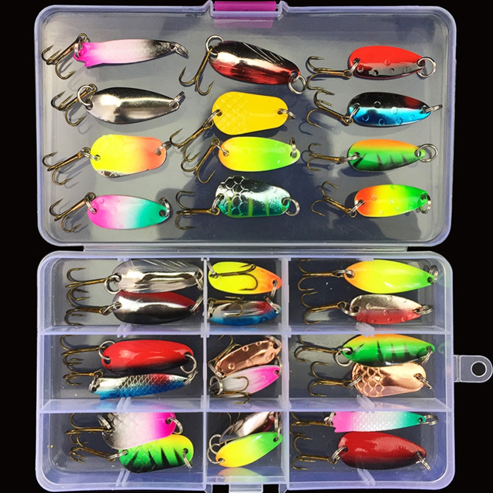 11pcs/31 pcs Fishing Lure Kit Colorful Sequins With Hooks Bait Set Metal Tackle Hard N30# 31 pieces boxed_Colorful sequins - Image 3