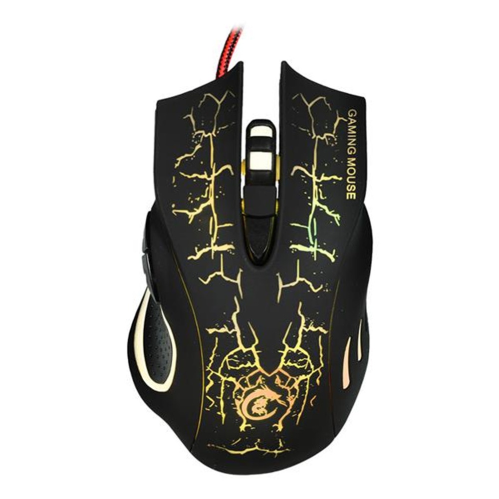 A888 Computer Mouse Crack Pattern Usb Wired Gaming Led Light black_58439208 - Image 3