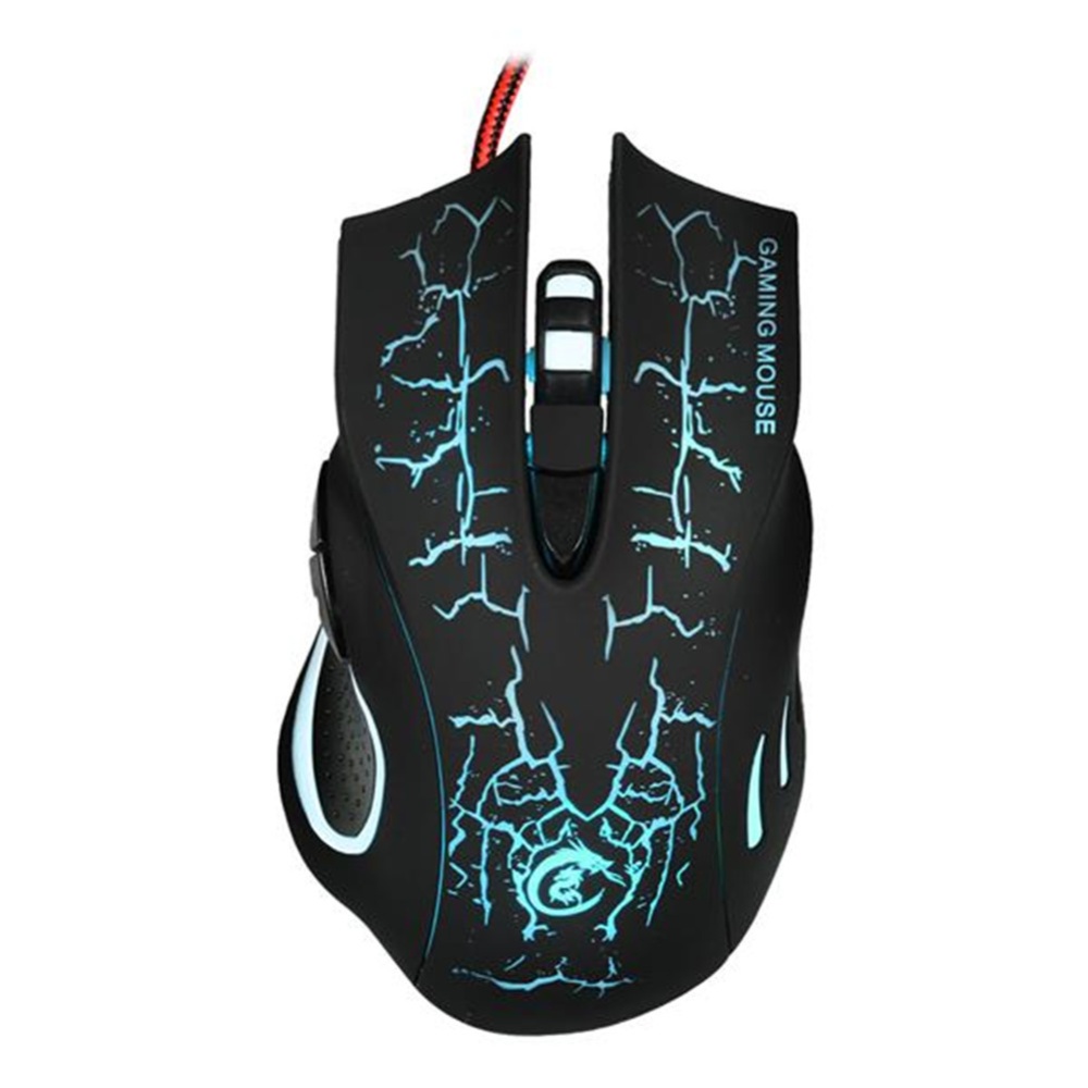 A888 Computer Mouse Crack Pattern Usb Wired Gaming Led Light black_58439208 - Image 2