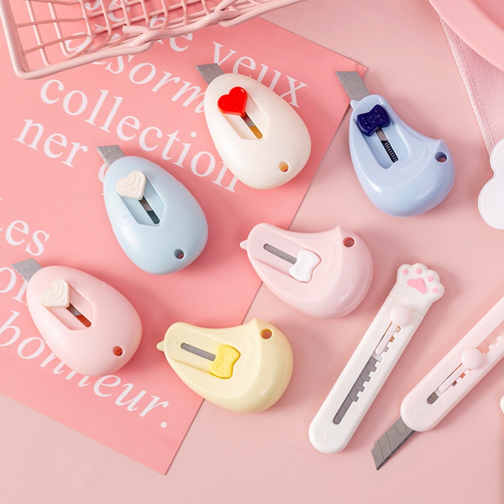 Mini Cartoon Utility Knife Creative Simple Portable Diy Hand-made Paper Cutter Letter Opener Pink-Egg - Image 3