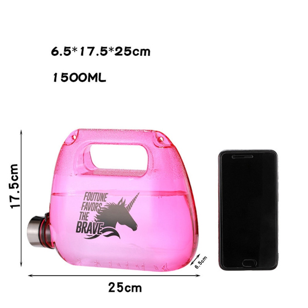 1500ML Sports Back Kettle Creative Backpack Water Bottle Frosted Cup For Gym Fitness Tourism Transparent Black - Image 3