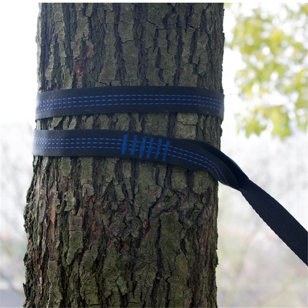 2pcs High-strength Webbing Straps Portable Hammock 200 Cm Tree Suspension Spare Parts For Outdoor Camping 2 m double ring tree belt - Image 2