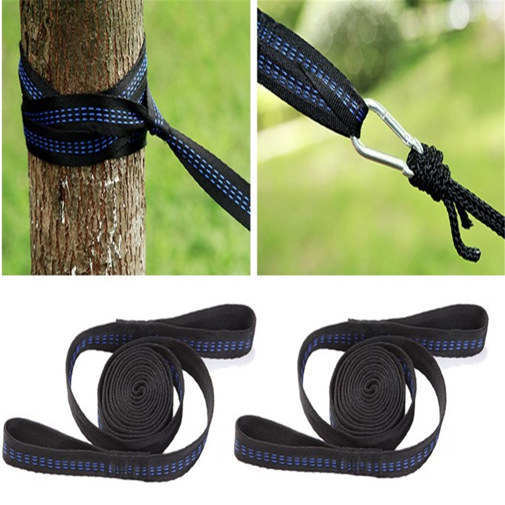 2pcs High-strength Webbing Straps Portable Hammock 200 Cm Tree Suspension Spare Parts For Outdoor Camping 2 m double ring tree belt - Image 3