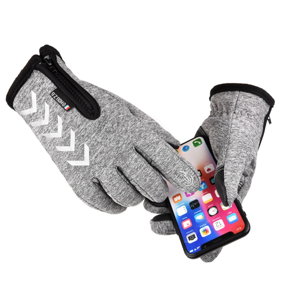 Ski Gloves Anti Slip Winter half-finger full -finger Windproof Cycling Fluff Warm For Touchscreen Half finger gray_M - Image 3