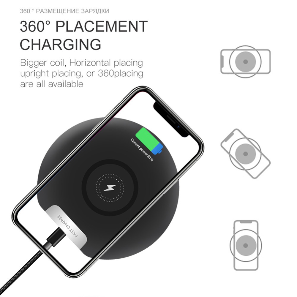 For Huawei P30 Pro Mate20 Samsung S10 S9 S7 S8 iPhone XS Max X Xiaomi Mix 2S 310W Qi Wireless Charger Fast Charging Pad black - Image 3