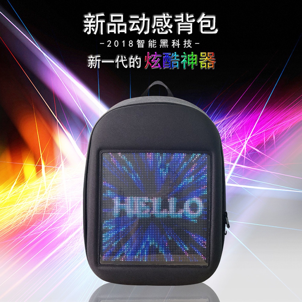 Smart LED Wifi Advertising Backpack Wireless Dynamic Shoulder Bag with Screen Boys Girls Gift gray - Image 3