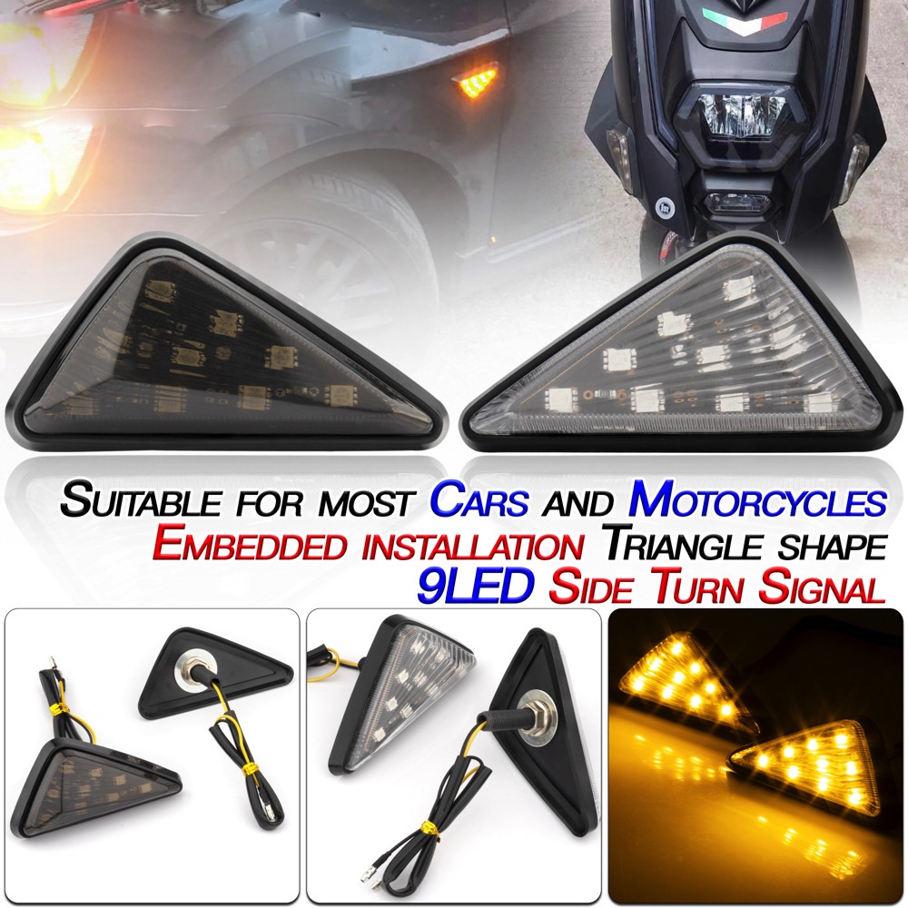 Led Motorcycle Turning Signals Light Smoke Triangle Flush Mount Waterproof Easy Installation Turn Signal Transparent lamp shell/yellow light - Image 2