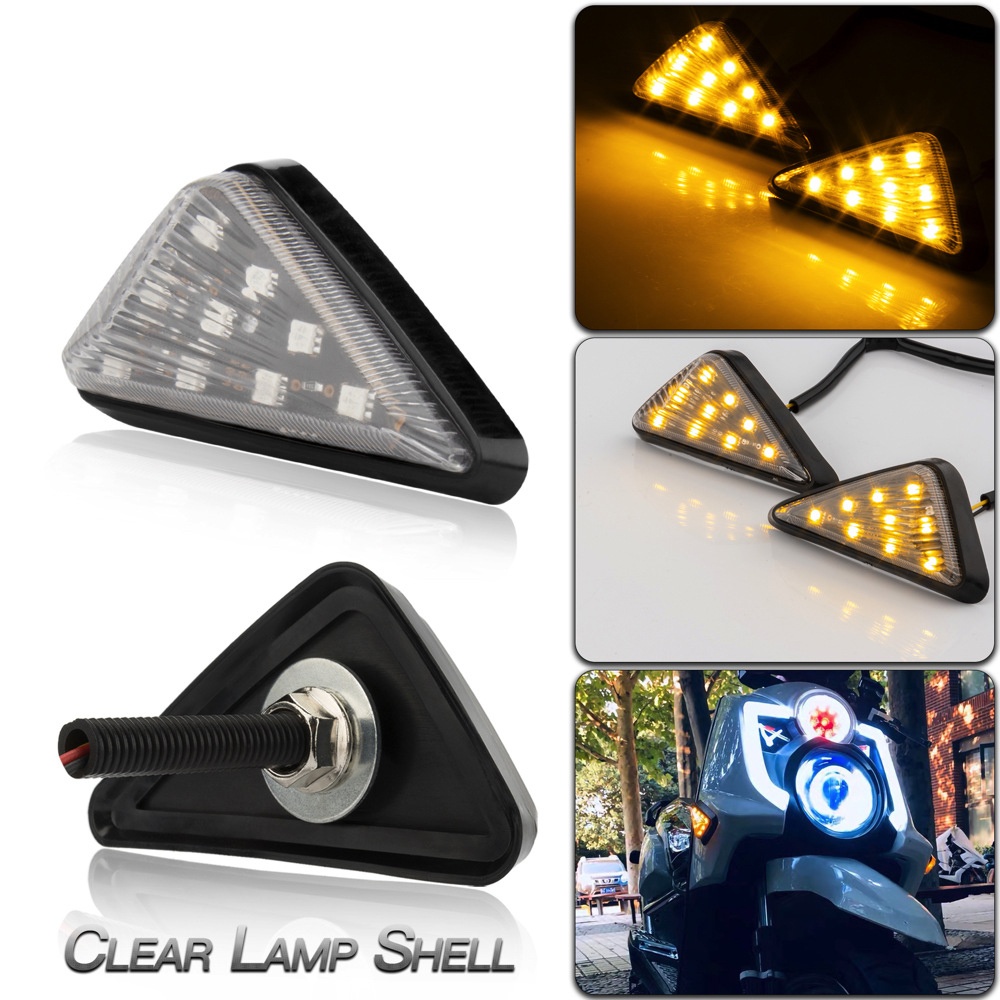 Led Motorcycle Turning Signals Light Smoke Triangle Flush Mount Waterproof Easy Installation Turn Signal Transparent lamp shell/yellow light - Image 3