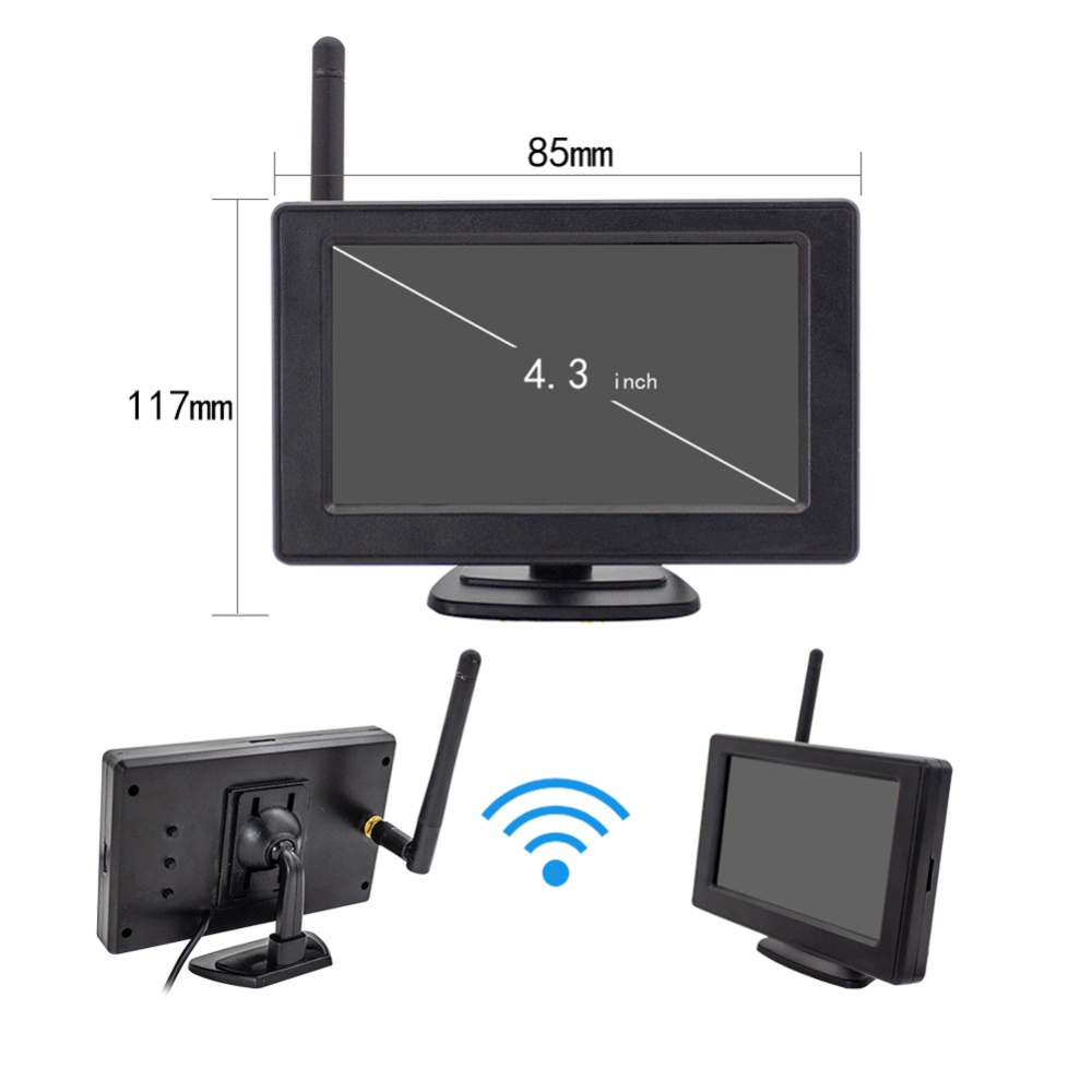 4.3Inches 2.4G Wireless Rear Camera Parking Aid License Plate Frame Move Backward Image System black - Image 2