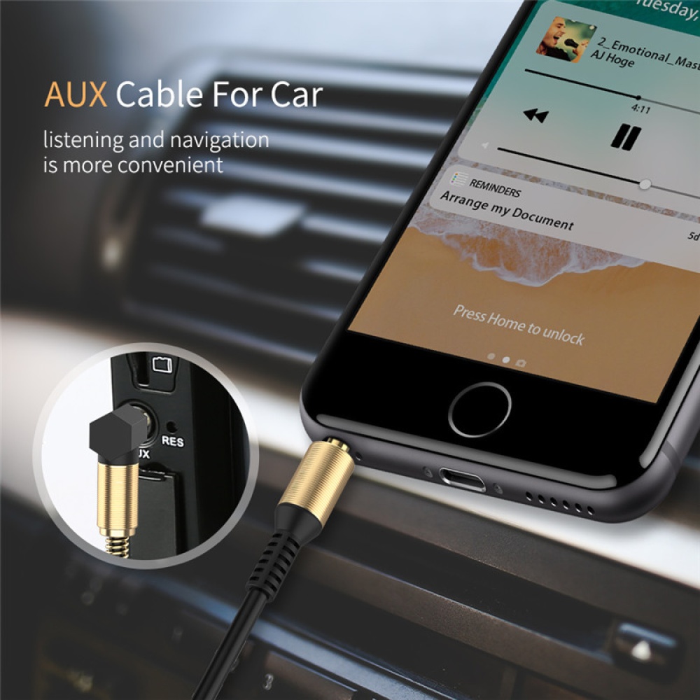 3.5 Spring Recording Line 3.5mm Audio Elbow Cable Male To Telescopic Car black - Image 3