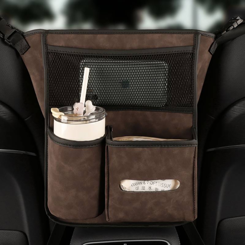 Car Net Pocket Handbag Holder Central Control Pet Kids Barrier Water Cup Storage Bag Blue - Image 3