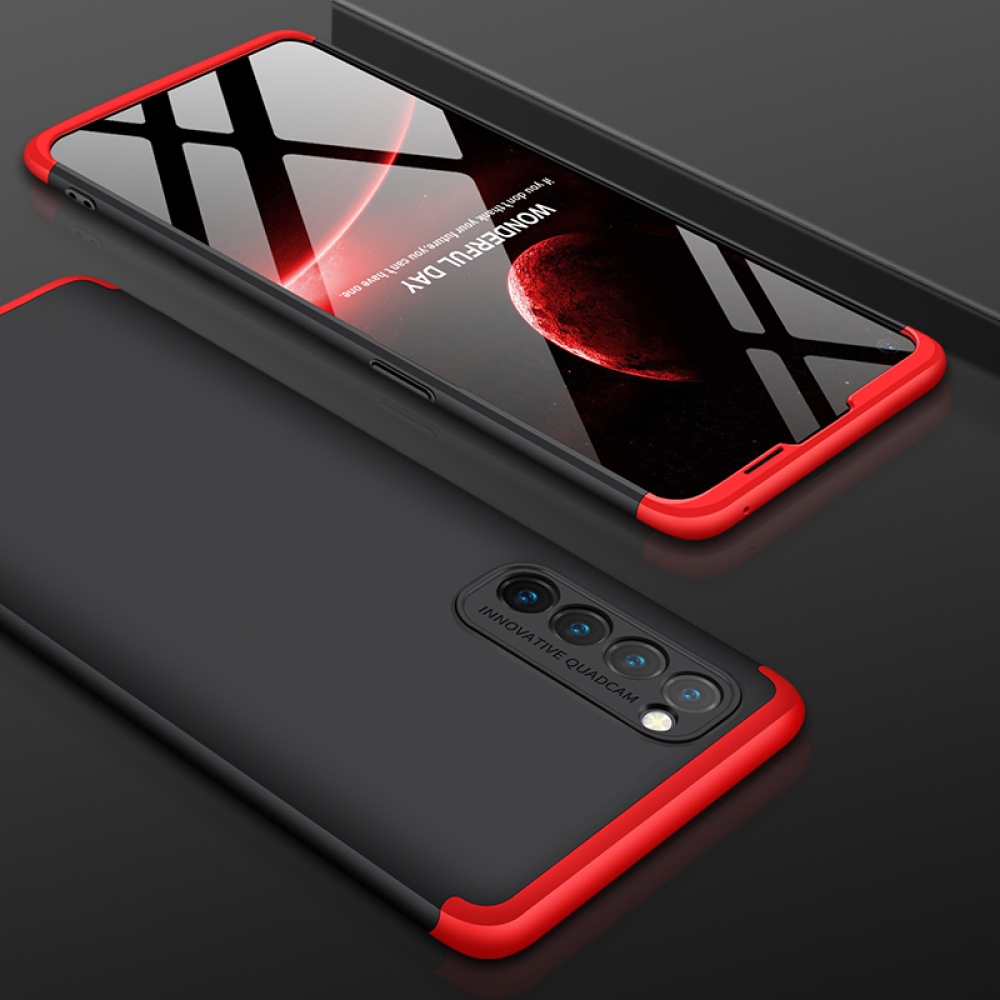 For OPPO Reno 4 /Reno Pro International Edition Mobile Phone Cover 360 Degree Full Protection Case Red black red - Image 3