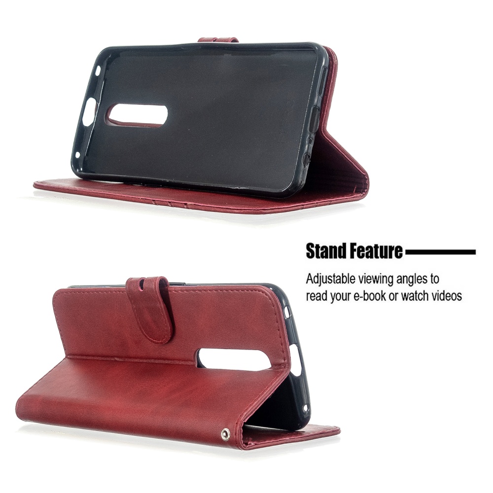 For OPPO F11/F11 Pro Case Soft Leather Cover with Denim Texture Precise Cutouts Wallet Design Buckle Closure Smartphone Shell red - Image 3