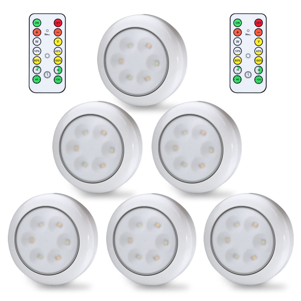 Lunsy 6PCS Wireless Color Changing LED Puck Lights with 2PCS Remote Controls, Under Cabinet Lighting, Closet Light Set, Round - Image 2