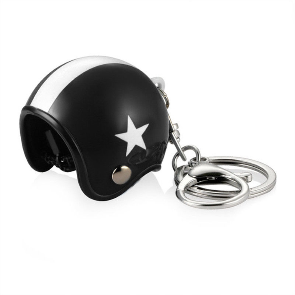 3D Car Motorcycle Motor Bicycle Crash Helmet Key Fob Chain Ring Keychain Dark blue cap white star - Image 3